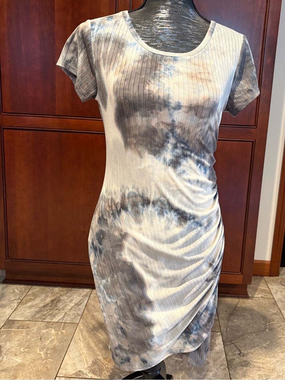 Tie-Dye Ribbed Scoop Neck Mini Dress